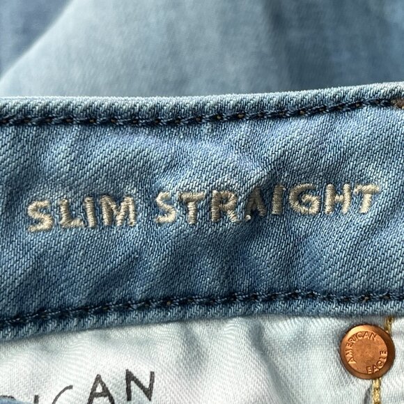 American Eagle Jeans Mens 30 X 30 Slim Straight Airflex Blue Stretch Denim Light - Picture 7 of 10